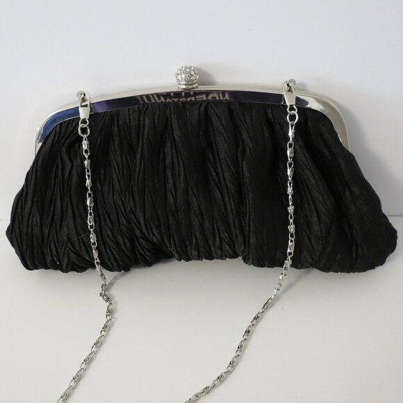 Neiman Marcus ruched black evening handbag - Picture 2 of 16